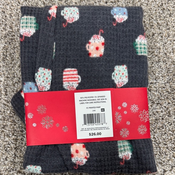 Falls Creek Dark Gray Pajama Pants with Festive Mug Print - Picture 2 of 2
